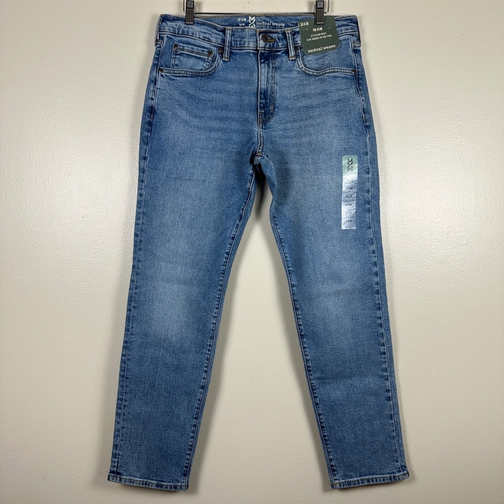 Mutual Weave Men's 33x30 Slim Fit Jeans Blue Clear MDLT Stretch Denim NEW